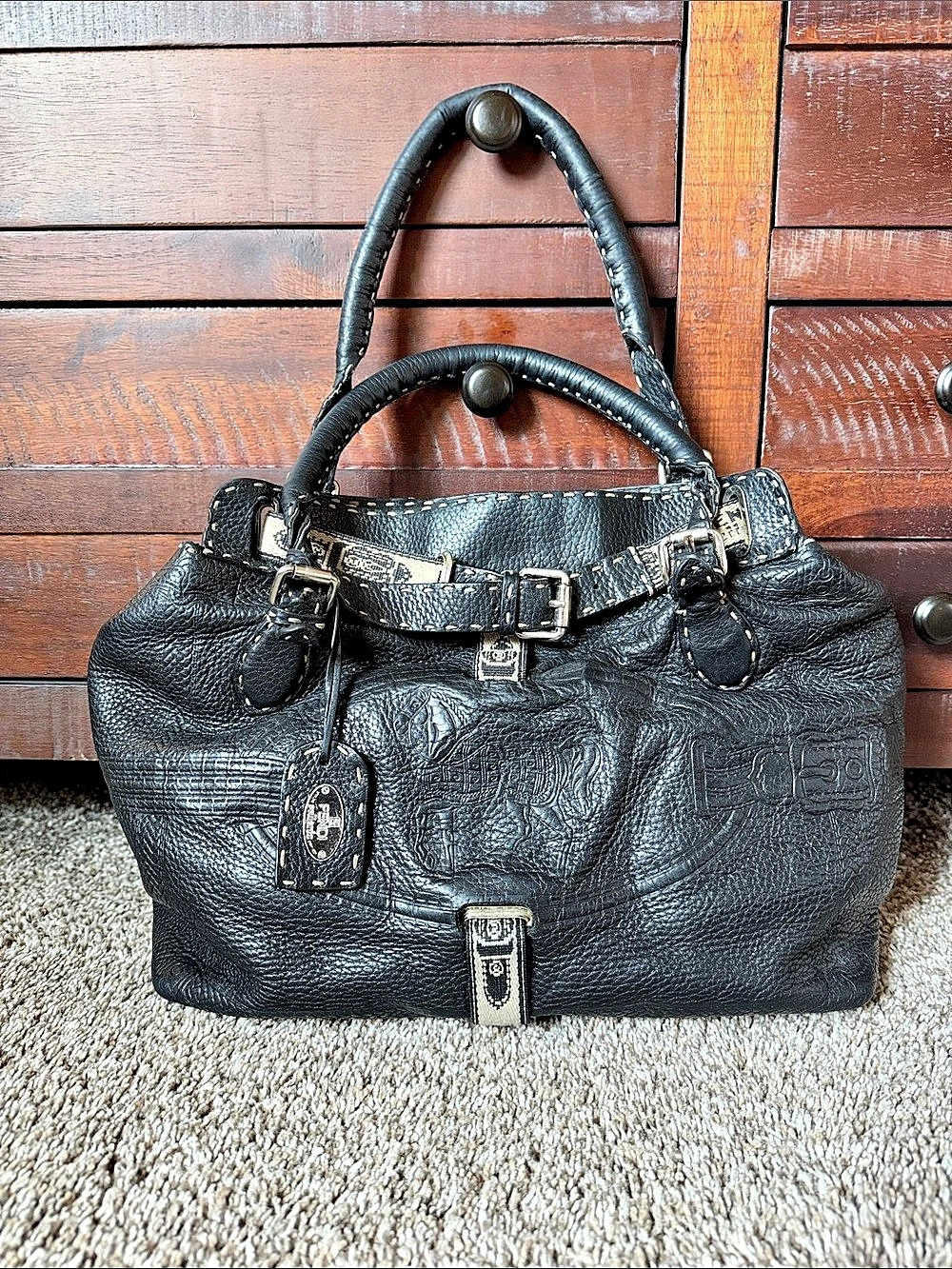 Fendi Selleria Grand Borghese Tote Black Shoulder Bag